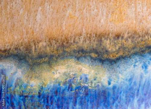 blue and orange ceramic glaze background