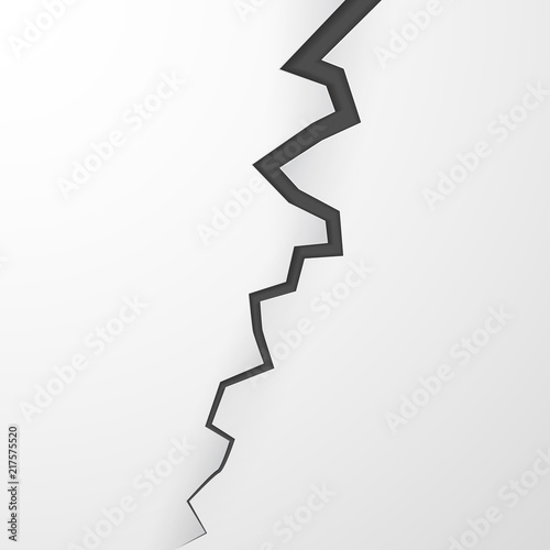 Crack in surface. Rift in earth. Realistic fracture in wall. Vector illustration