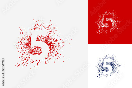Letter 5 Splash Grunge Logo Template Design Vector, Emblem, Design Concept, Creative Symbol, Icon