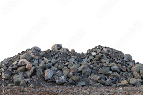 Isolate piles of granite on the ground.