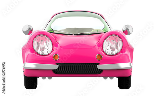 retro sport car cartoon 3d pink front