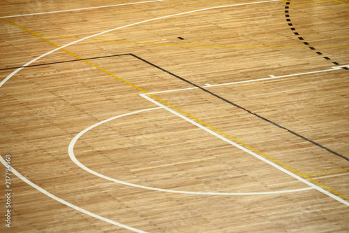 Wooden basketball floor