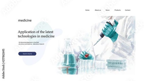 Web page for the design of a medical or scientific site, laboratory research and the latest technologies and developments in the field of medicine, taking analyzes