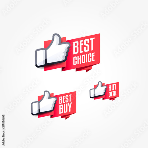 Best Choice, Best Buy & Hot Deal Thumbs Up Shopping Label