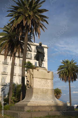 Naples, Italy - July 23, 2018 : Giovanni Nicotera statue in Piazza Vittoria