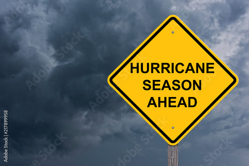 Hurricane Season Ahead Caution Sign