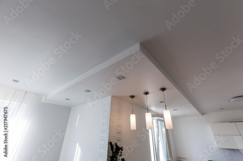 Gypsum board ceiling of house at construction site