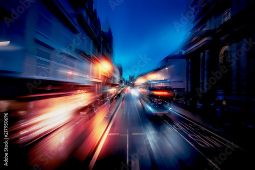 Motion speed effect in Oxford street at evening 