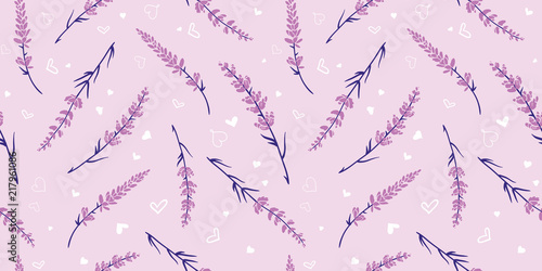 Pastel purple lavender repeat pattern design. Great for springtime modern fabric, wallpaper, backgrounds, invitations, packaging design projects. Surface pattern design.