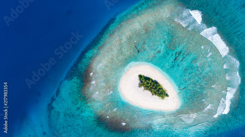 Aerial Shot of Desert Island off the Coast of Sumatra, Indonesia 