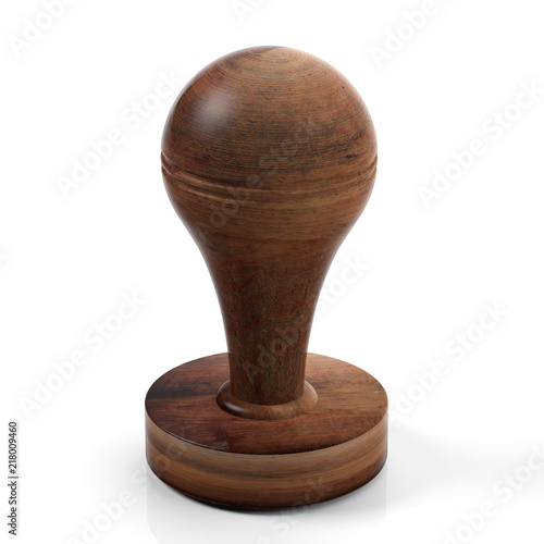 Wooden round stamper isolated on white background. 3d illustration