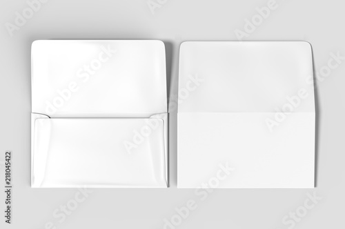 Blank white realistic remittance envelope mock up. 