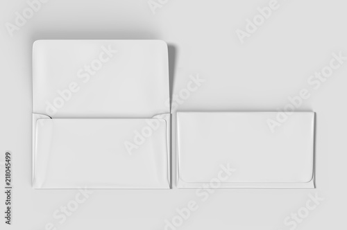 Blank white realistic remittance envelope mock up. 