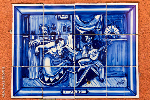 Picturesque Azulejo in Alfama district, Lisbon, Portugal