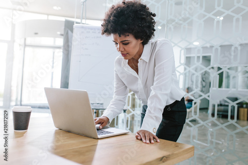 Business woman preparing a presentation in meeting room