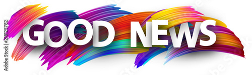 Good news sign with colorful brush strokes.