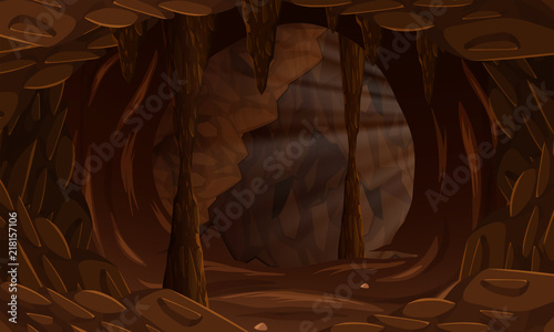 A dark cave landscape