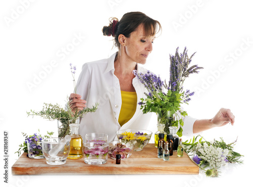 woman and essential oils