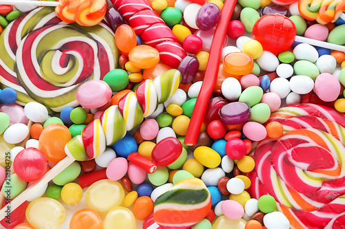 Many different candies, closeup