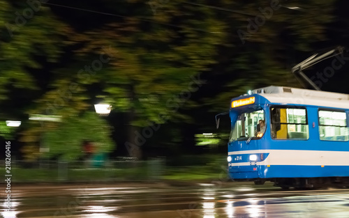 the old streetcar of krakow in motion
