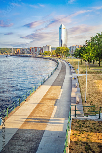 Pedestrian path along Meuse river in Liege