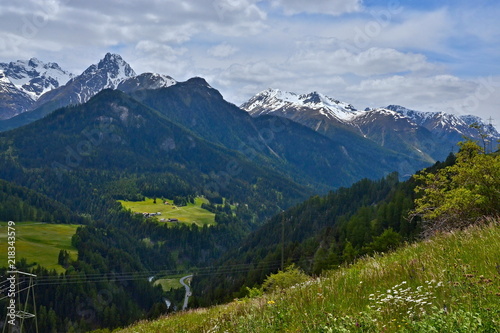 Swiss Alps-view on the Engadin from the road to Scuol