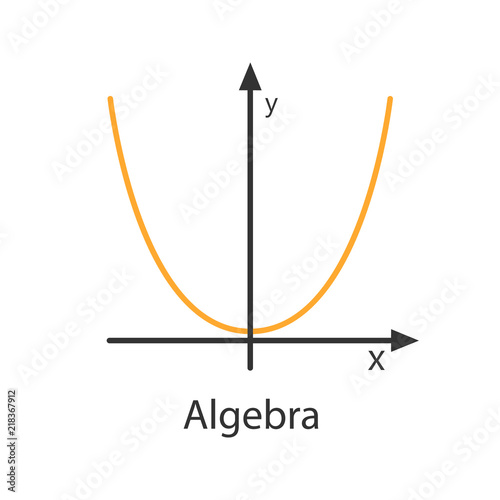 Coordinate system with parabola color icon