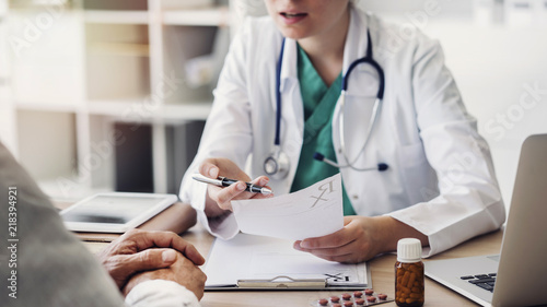 Doctor giving prescription to patient