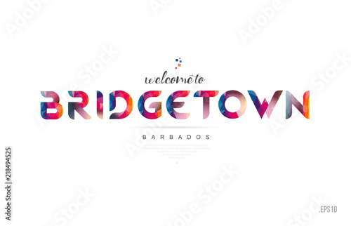 Welcome to bridgetown barbados card and letter design typography icon