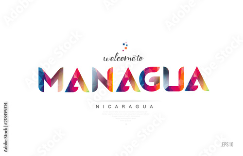 Welcome to managua nicaragua card and letter design typography icon