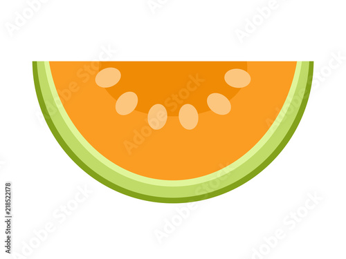 Melon slice isolated on white background, flat style vector illustration.
