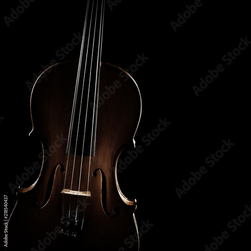 Violin orchestra music instrument closeup isolated on black