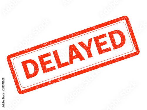 delayed red rubber stamp on white background. delayed stamp sign. text delayed stamp.