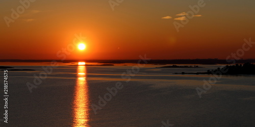 Midnight sun over the baltic sea from the ferry from tallin to helsinki