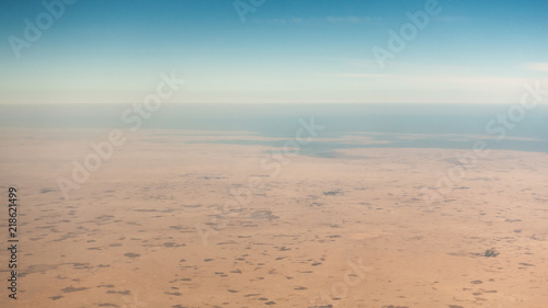 Coastal desert aerial view in the Persian Gulf