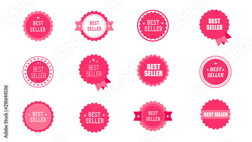 Vintage Bestseller Vector Icons. Set Of Isolated On White Background Bestseller Labels