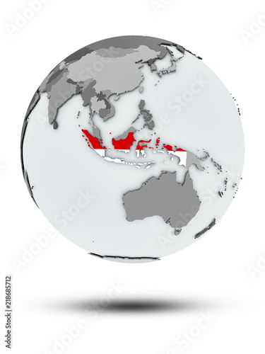 Indonesia on political globe isolated