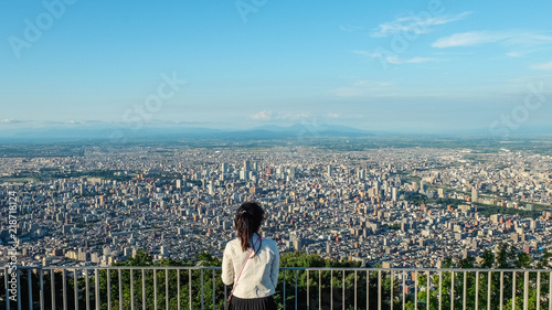 Sapporo City view from the Mount Moiwa, Hokkaido, Japan.