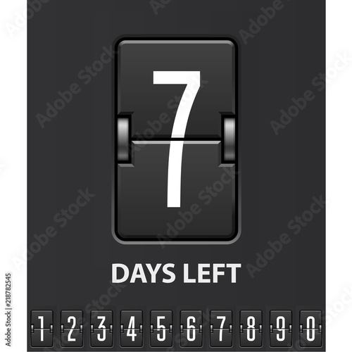 Seven days left, flip scoreboard - mechanical countdown timer