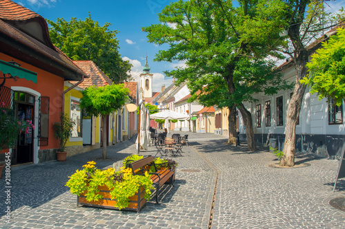 Scenic view of old town of Szentendre, Hungary at sunny summer day