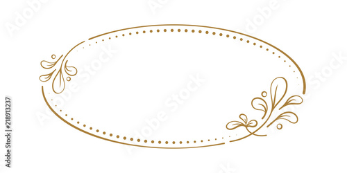 Vector floral vintage oval frame on a white background.