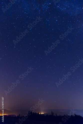 starry sky in the mountains