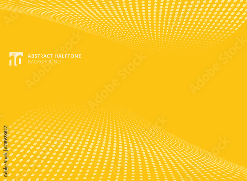 Abstract pattern dots yellow color halftone perspective background.