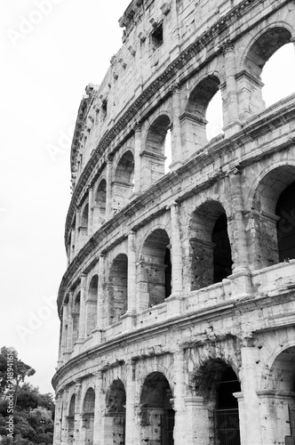 Colosseum in Rome, Italy. Amphitheatre in black and white