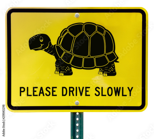 Isolated turtle crossing sign.