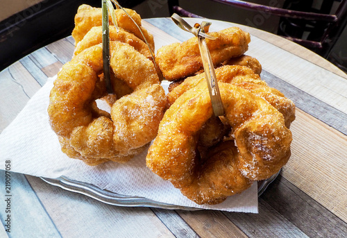 Traditional fresh baked arabic donuts in Morocco