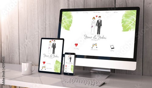 devices responsive on workspace wedding website design
