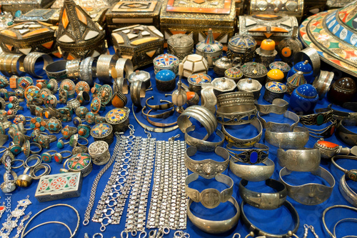 Arabic craft shop with bracelets boxes pendants and necklaces