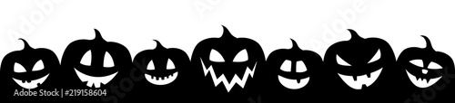 Halloween banner with funny silhouettes of pumpkins. Vector.