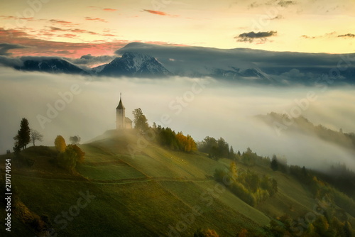 Autumn in the alps, Slovenia around the village Jamnik - panorama 